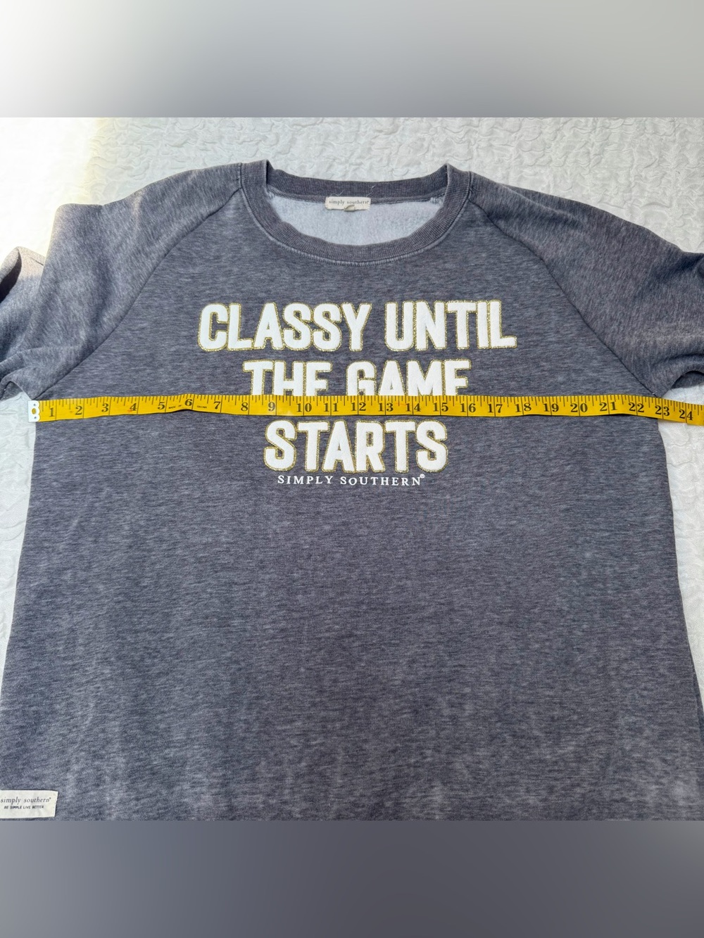Simply Southern Gray “Classy Until The Game Starts” Sweatshirt Large - Picture 5 of 9